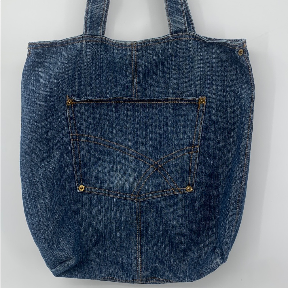 Denim Tote Bag with Pocket